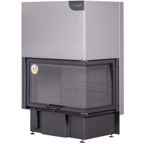 Угловая правая дровяная топка ЭКОКАМИН Дельта 800RB принтинг черный шамот 