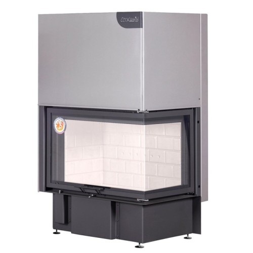 Угловая правая дровяная топка ЭКОКАМИН Дельта 800R принтинг 