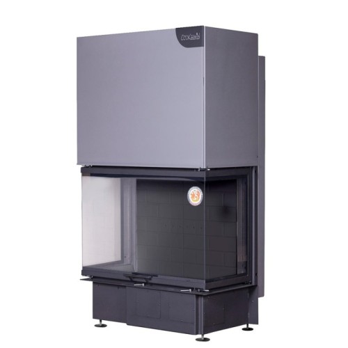 Трёхсторонняя дровяная топка ЭКОКАМИН Дельта 800 принтинг черный шамот 