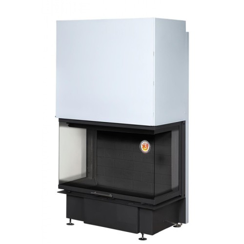 Трёхсторонняя дровяная топка ЭКОКАМИН Дельта 800 принтинг черный шамот 