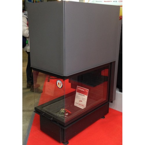 Трёхсторонняя дровяная топка ЭКОКАМИН Дельта 900 принтинг черный шамот 