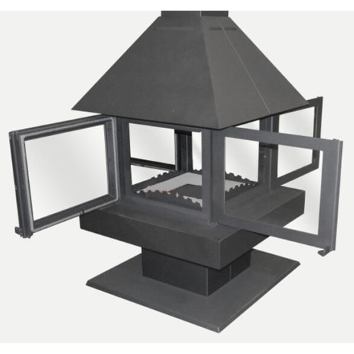 Дровяная печь ЭКОКАМИН ЭКЛИПС ОСТРОВНОЙ 4D ГРАФИТ 