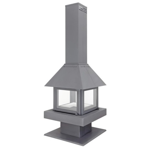 Дровяная печь ЭКОКАМИН ЭКЛИПС ОСТРОВНОЙ 4D ГРАФИТ 