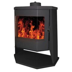 Дровяная печь ЭКОКАМИН БАВАРИЯ ПАНОРАМА ПРИЗМА с плитой