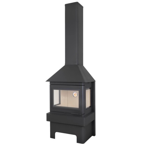 Дровяная печь ЭКОКАМИН ПРАГА ТРИ СТЕКЛА черный 