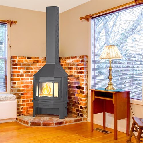 Дровяная печь ЭКОКАМИН ПРИСТЕННО-УГЛОВОЙ МЮНХЕН ГРАФИТ 