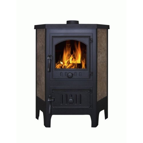 Дровяная печь ЭКОКАМИН БАВАРИЯ УГЛОВАЯ ЧУГУН с плитой 