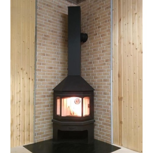 Дровяная печь ЭКОКАМИН УГЛОВОЙ МЮНХЕН ЧЕРНЫЙ 