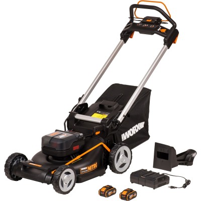 Газонокосилка WORX WG749E 40В, 4Ач х2, ЗУ 2А х2 аккумуляторная самоходная