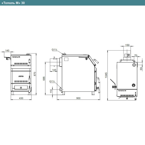 Котел твердотопливный ZOTA Тополь-М 30