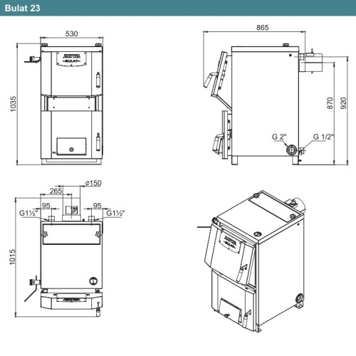 Котел твердотопливный ZOTA Bulat 23