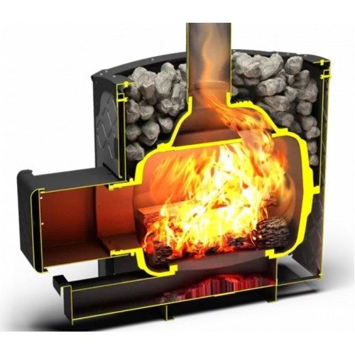 Дровяная печь Теплодар БЫЛИНА-18 Ч Панорама (1.1) (без двери БЫЛИНА 16