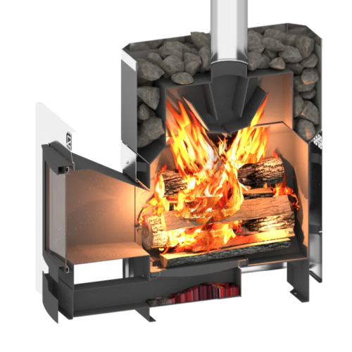 Дровяная печь Теплодар РУСЬ-12 ЛНЗП Профи Панорама (1.1) ( + дверь 16