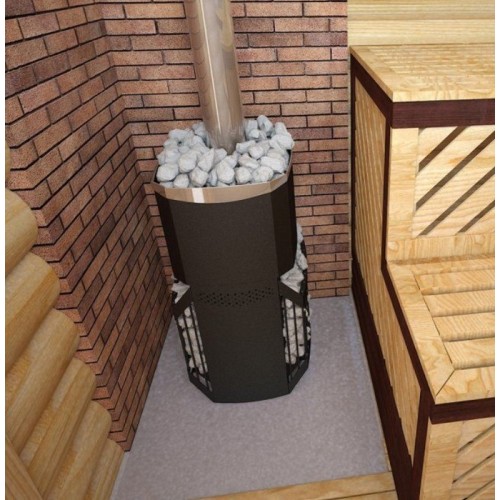 Дровяная печь Теплодар РУСЬ-СЕТКА-12 Л Панорама (без двери 16